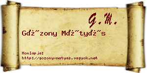 Gózony Mátyás névjegykártya